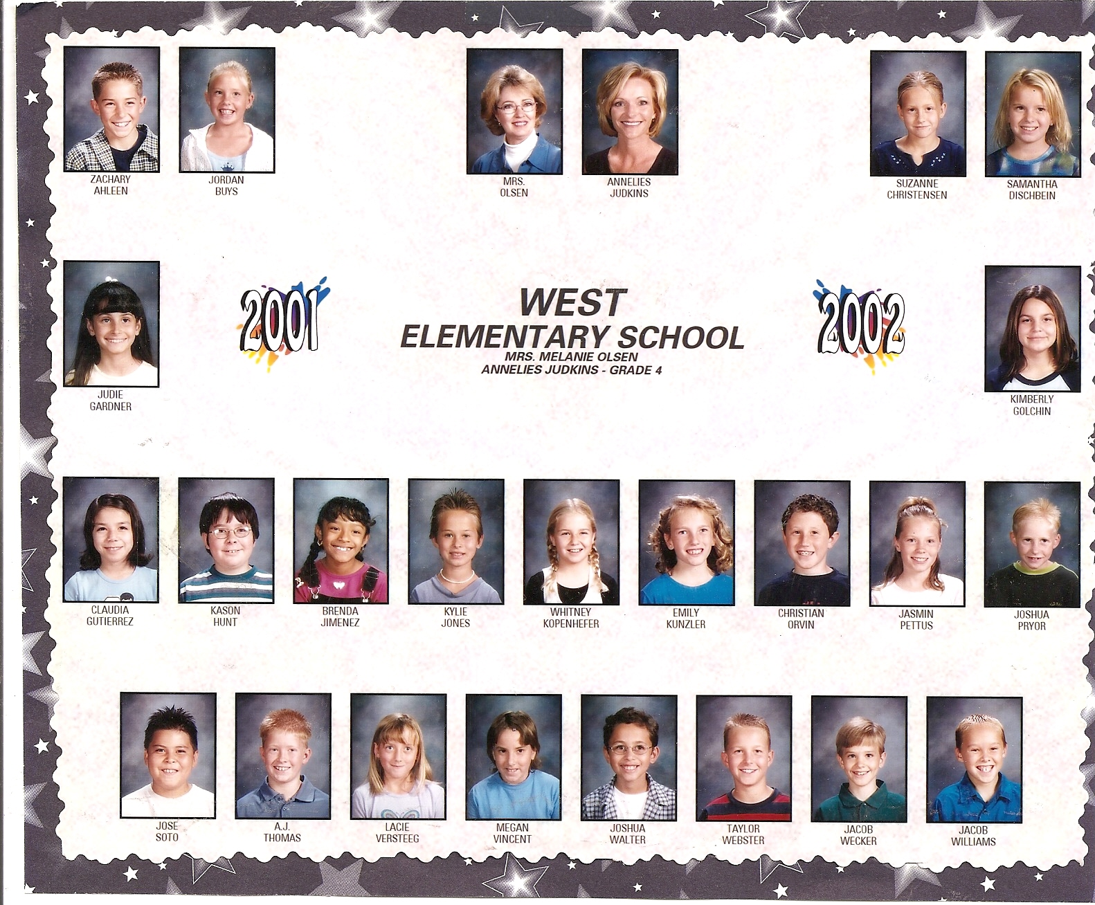 Mrs. Annelies Judkins' 2001-2002 fourth grade class at West Elementary School