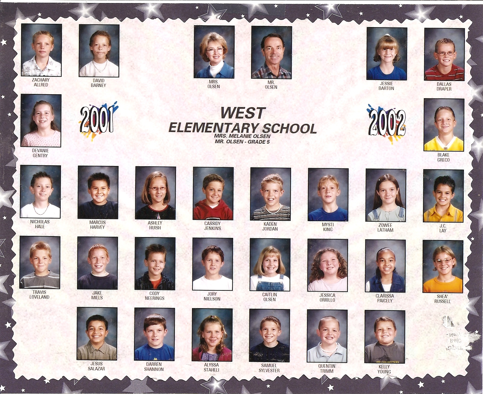Mr. Olsen's 2001-2002 fifth grade class at West Elementary School