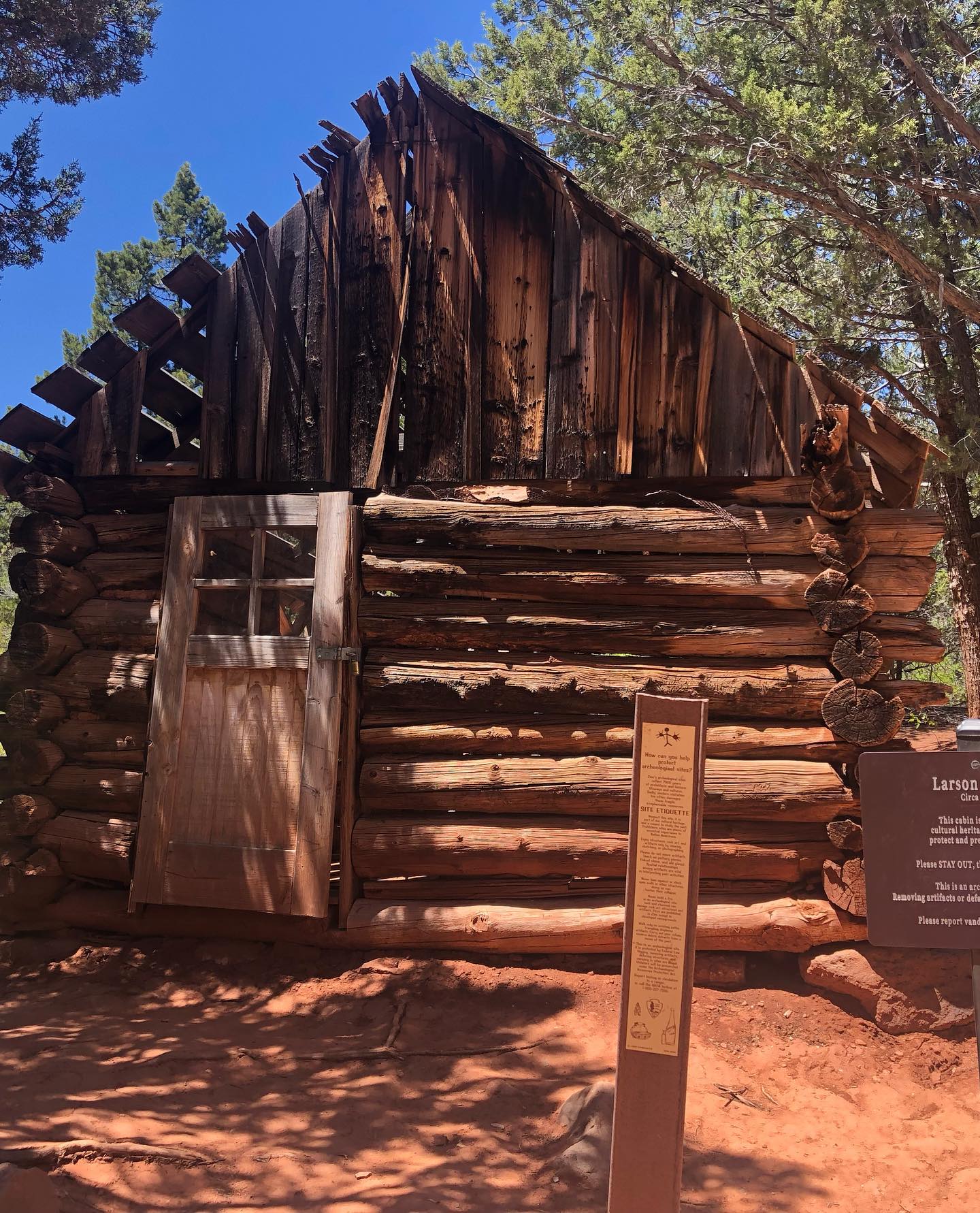 Front of the Larson Cabin in Zion National Park on May 14, 2021