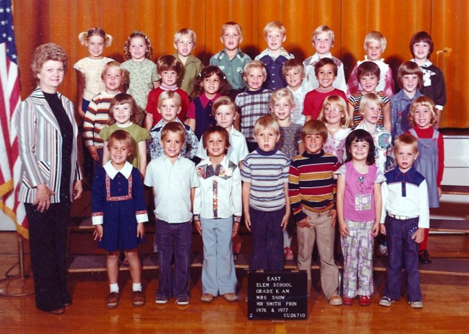 Mrs. Elma Ann Snow's 1976-1977 AM Kindergarten class at East Elementary School