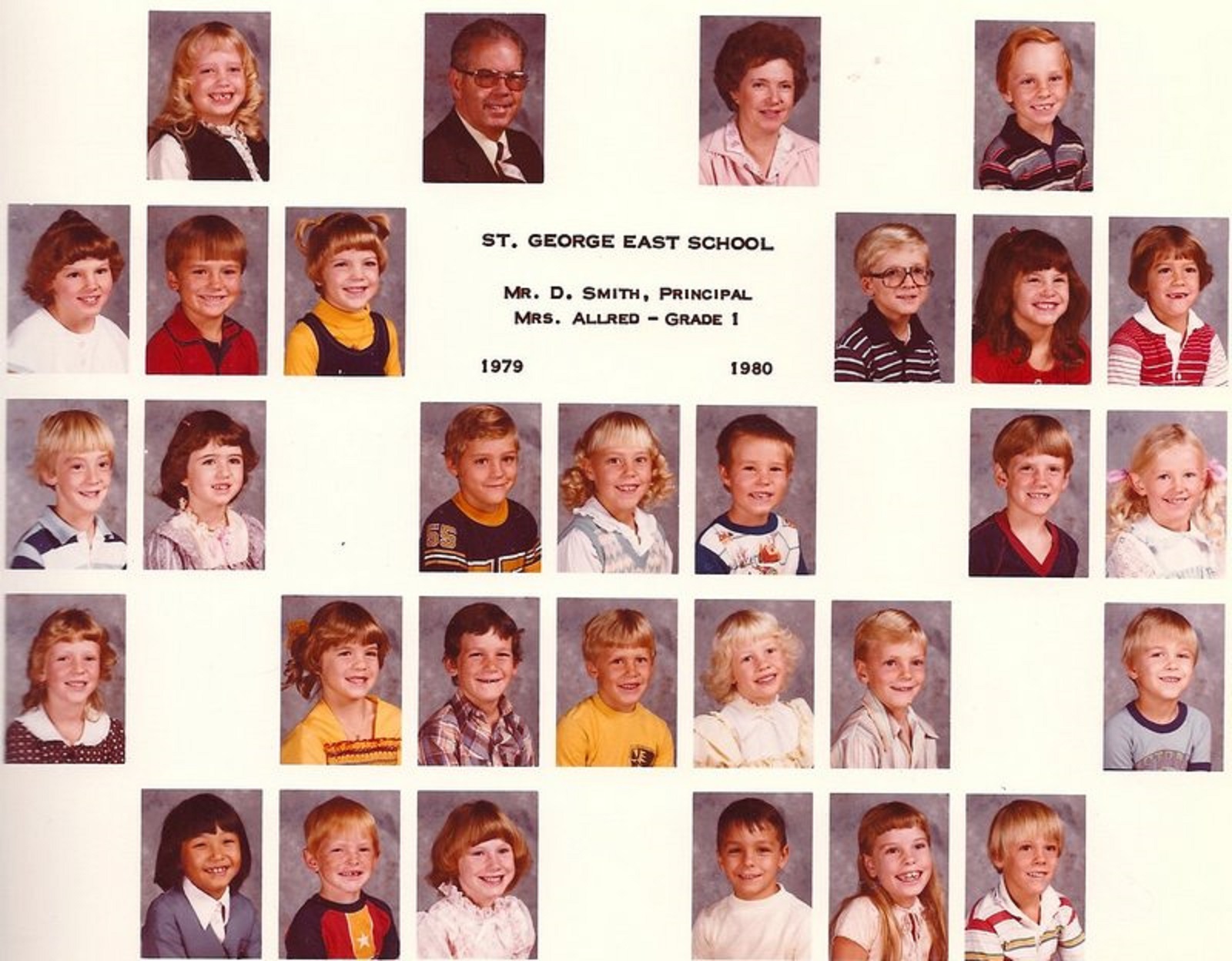 Mrs. Elaine Allred's 1979-1980 first grade  class at East Elementary School