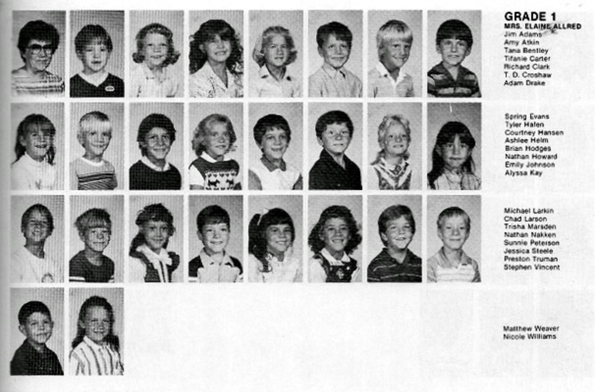 Mrs. Elaine Allred's 1984-1985 first grade class at East Elementary School
