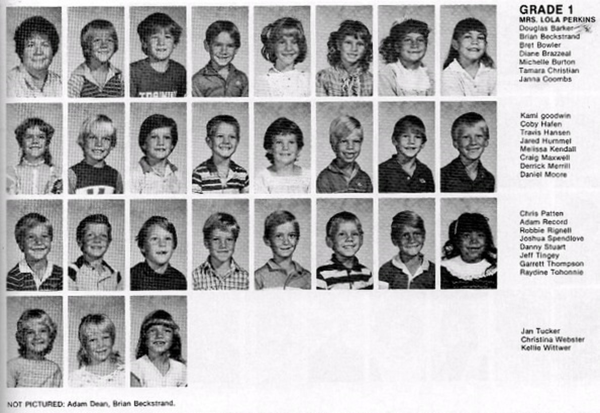 Mrs. Lola Perkins' 1984-1985 first grade class at East Elementary School