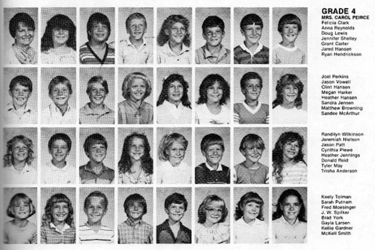 Mrs. Carol Peirce's 1984-1985 fourth grade class at East Elementary School
