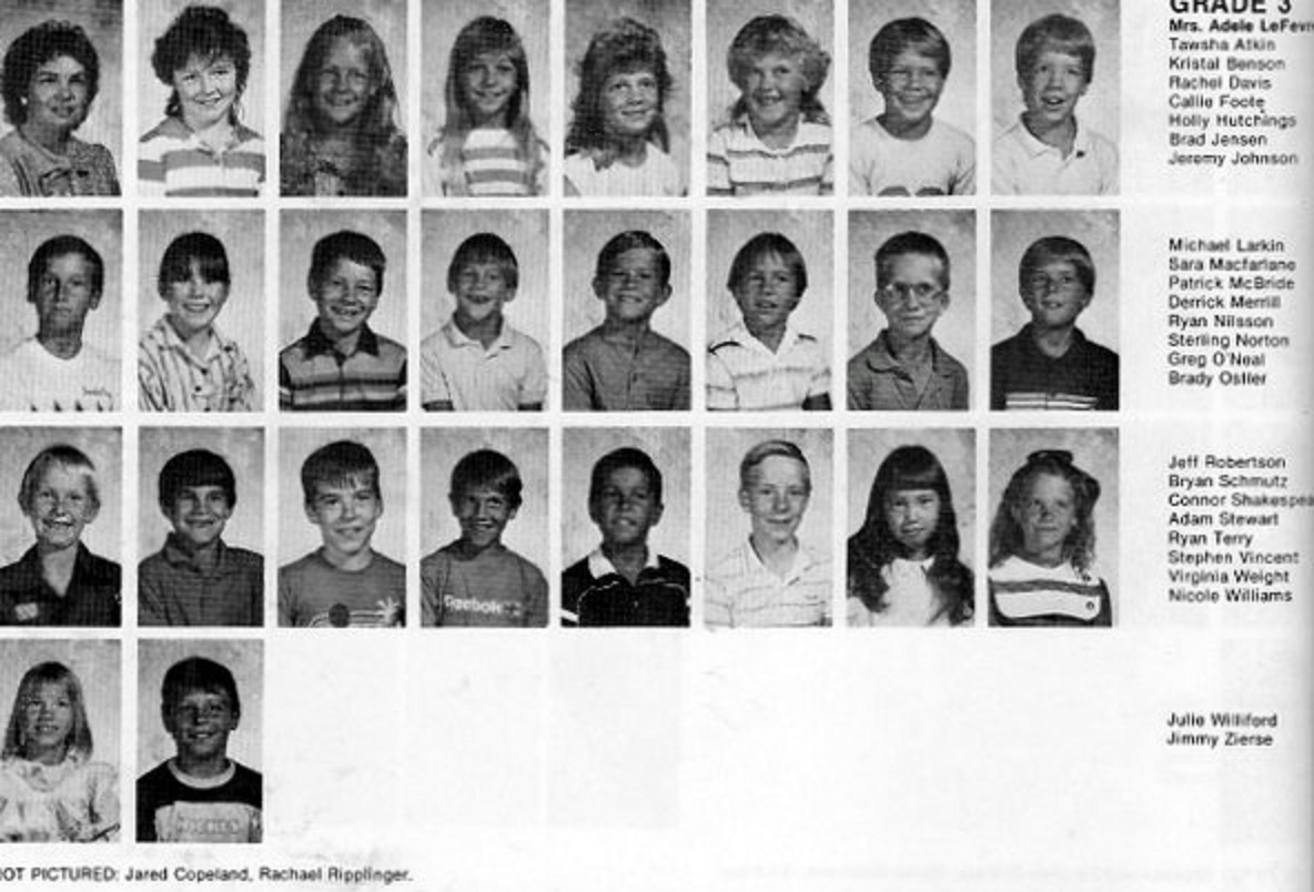 Mrs. Adele LaFevre's 1986-1987 third grade class at East Elementary School