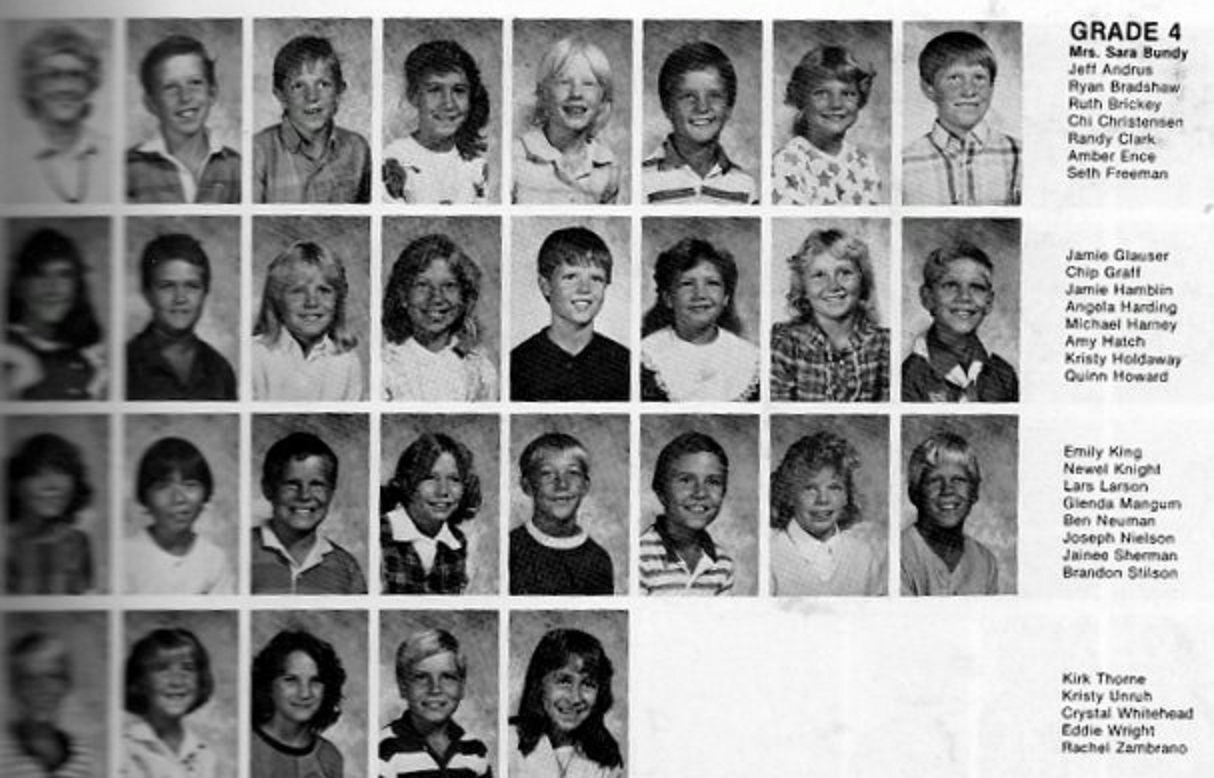 Mrs. Sara Bundy's 1986-1987 fourth grade class at East Elementary School