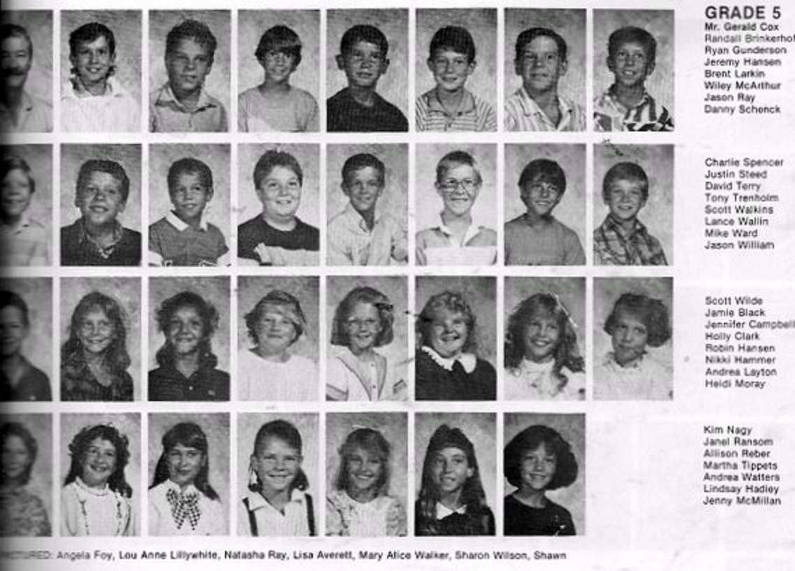 Mr. Gerald Cox's 1986-1987 fifth grade class at East Elementary School