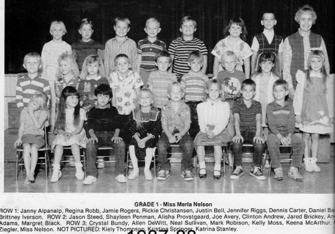 Miss Merla Nelson's 1987-1988 first grade class at East Elementary School