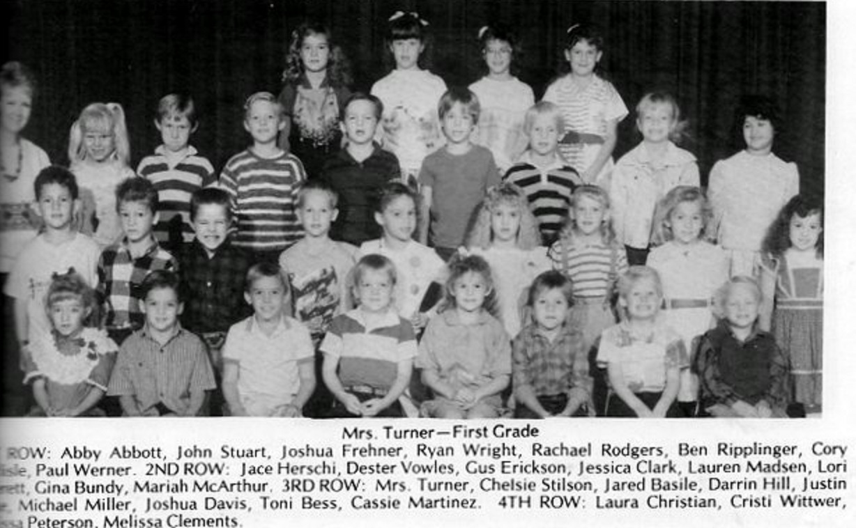 Mrs. Judy Turner's 1988-1989 first grade class at East Elementary School