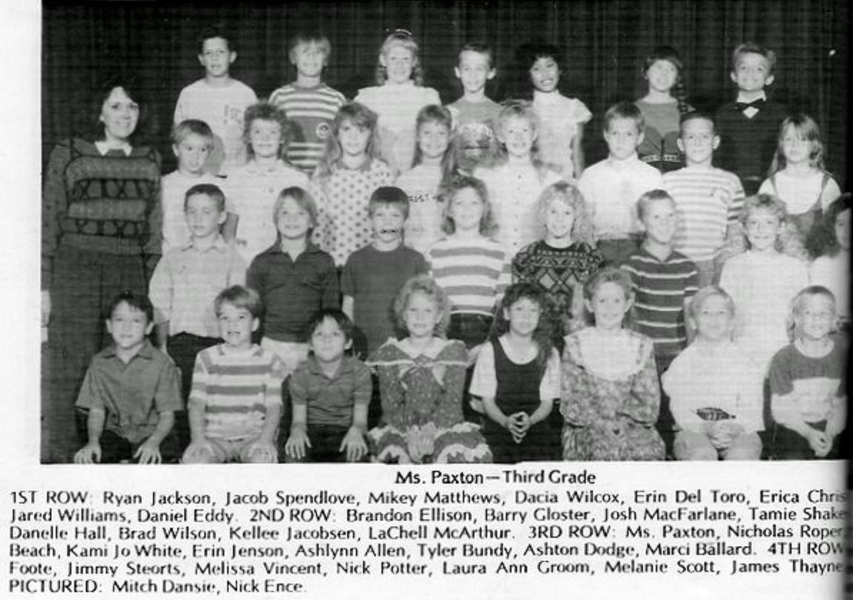 Miss Tanya Paxton's 1988-1989 third grade class at East Elementary School
