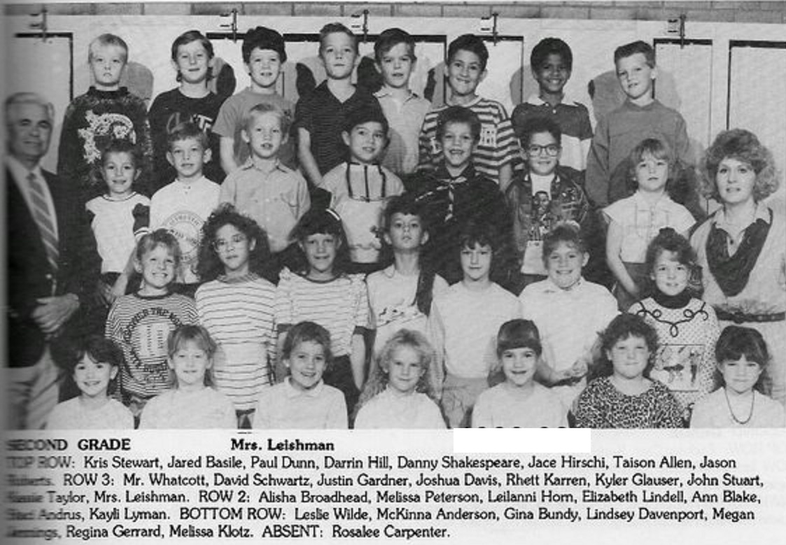 Mrs. Carol Leishman's 1989-1990 second grade class at East Elementary School