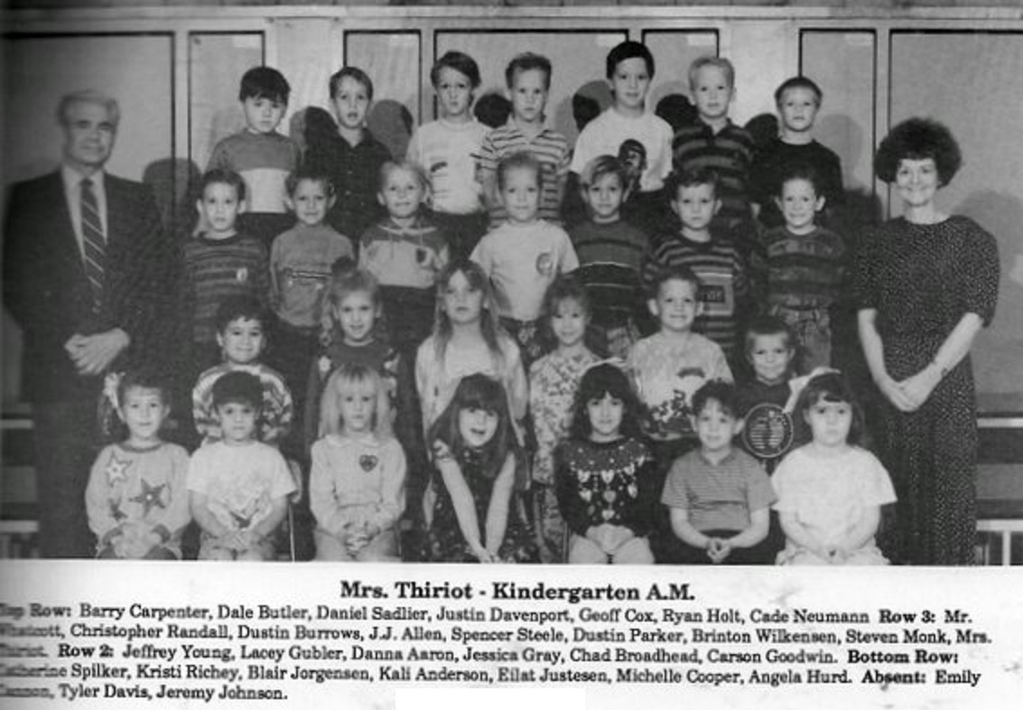 Mrs. Bonnie Thiriot's 1991-1992 AM kindergarten class at East Elementary School
