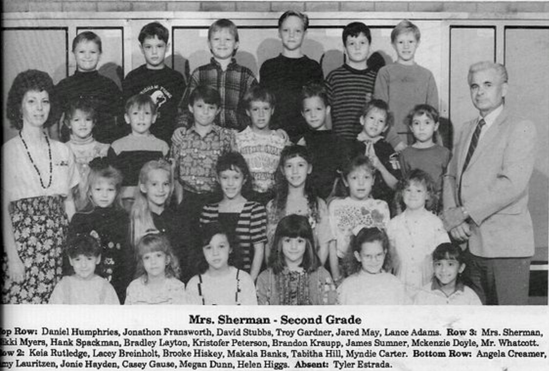Mrs. Jolene Sherman's 1991-1992 second grade class at East Elementary School