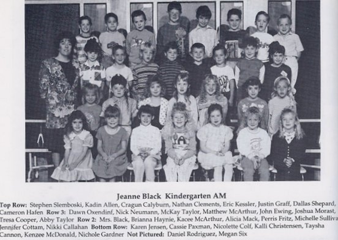 Mrs. Jeannie Black's 1992-1993 AM kindergarten class at East Elementary School