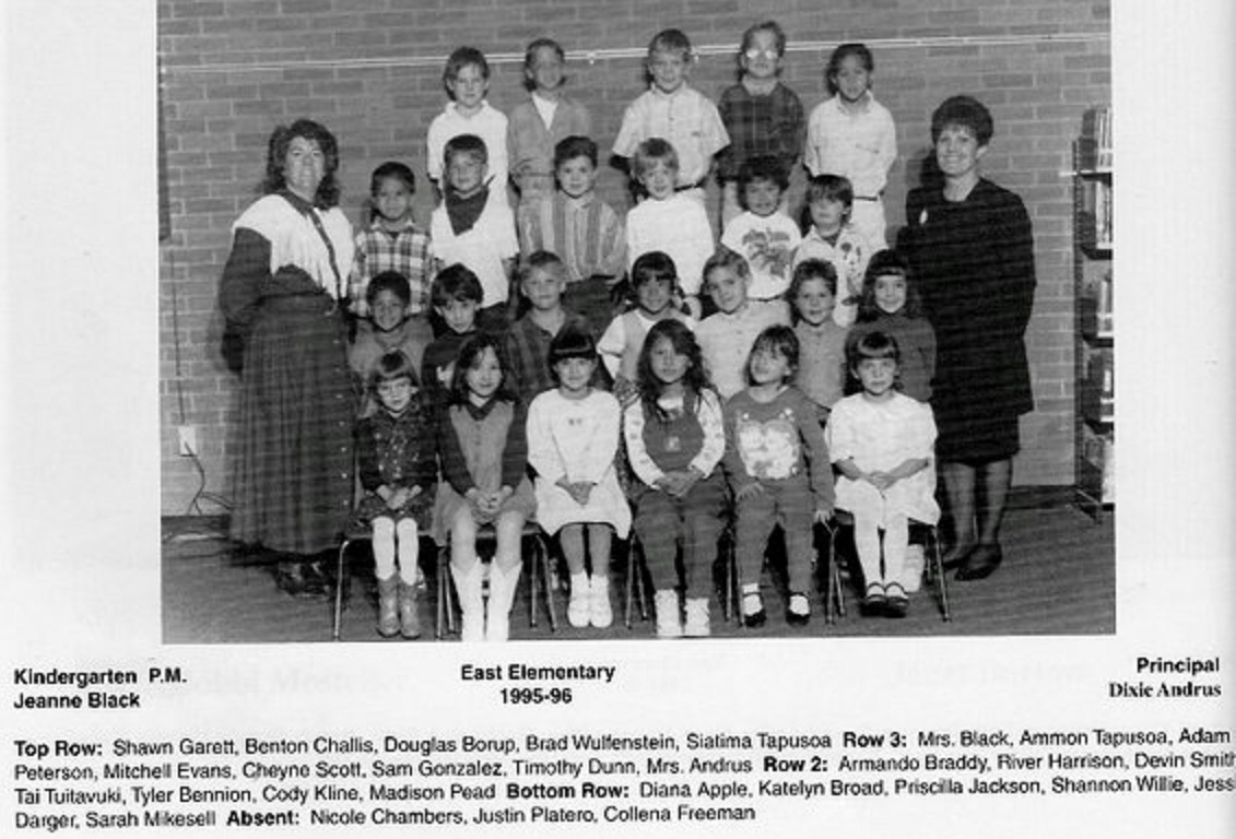 Mrs. Jeannie Black's 1995-1996 PM kindergarten class at East Elementary School