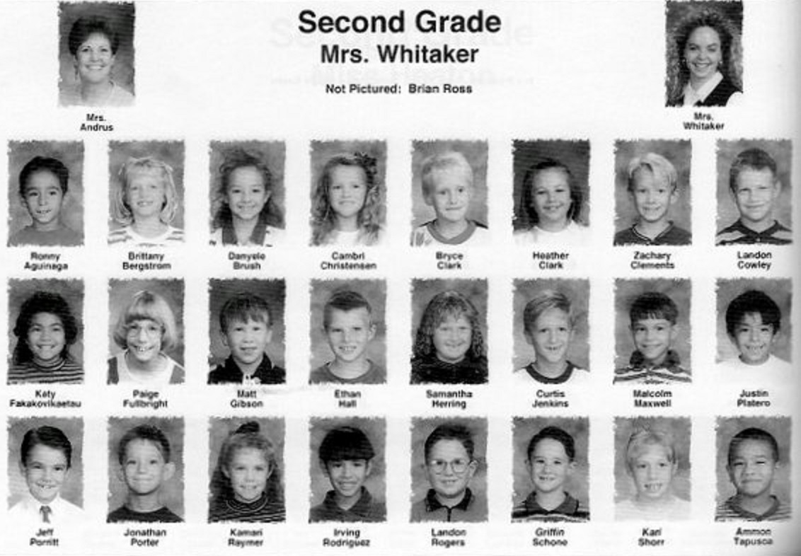 Mrs. Christy Whitaker's 1997-1998 second grade class at East Elementary School