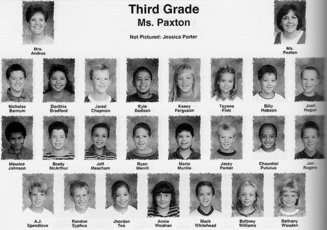 Miss Tanya Paxton's 1997-1998 third grade class at East Elementary School