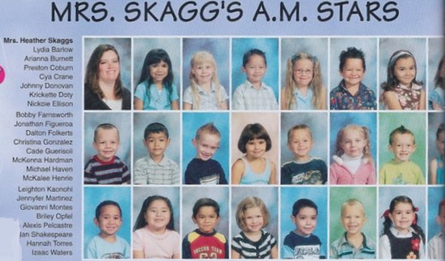 Mrs. Heather Skaggs' 2006-2007 AM kindergarten class at East Elementary School