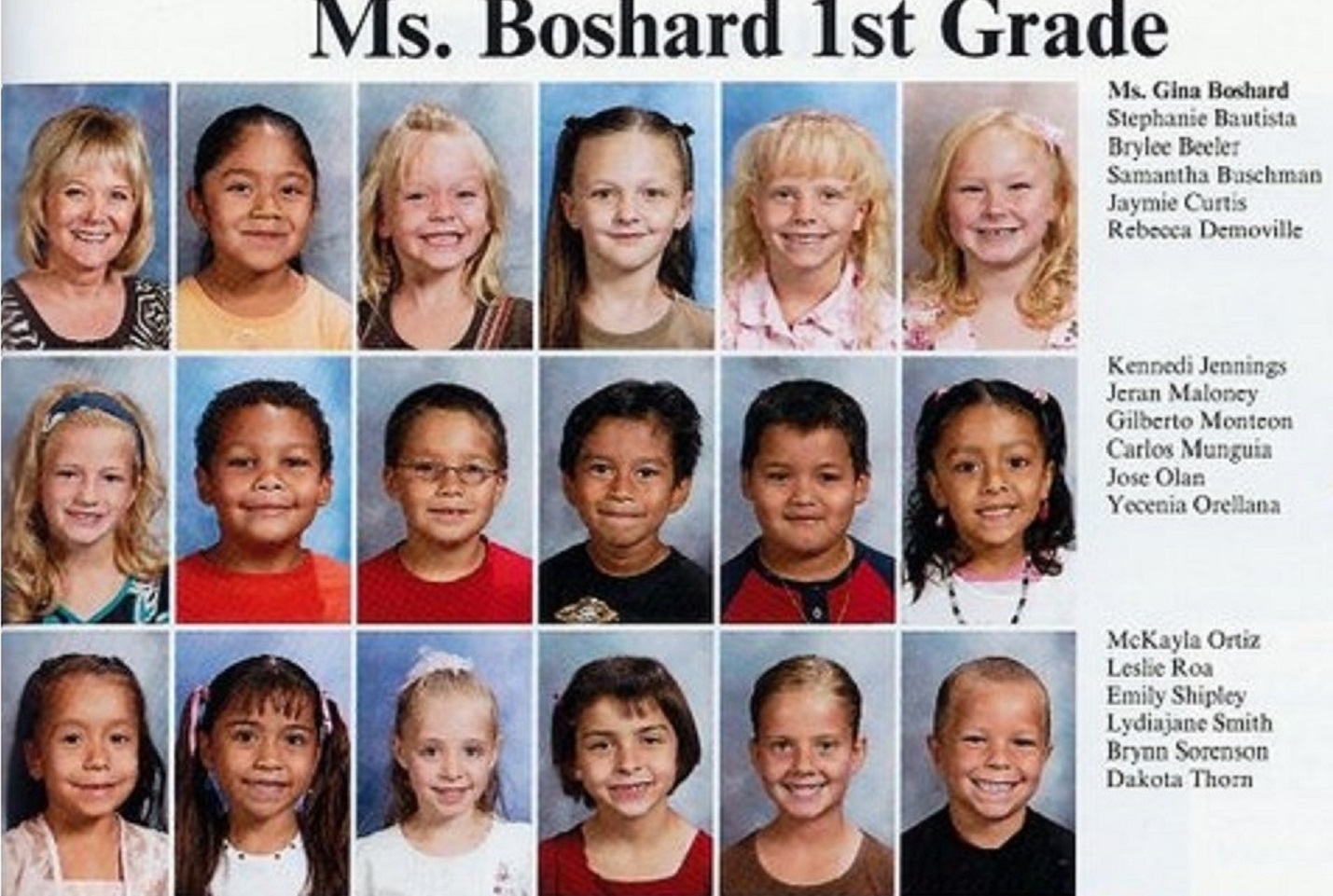 Ms. Gina Boshard's 2008-2009 first grade class at East Elementary School