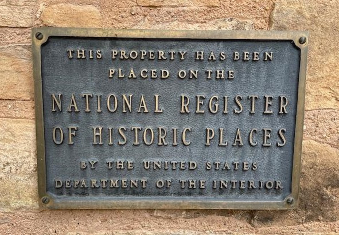 National Register of Historic Places marker on the old Deseret Telegraph building