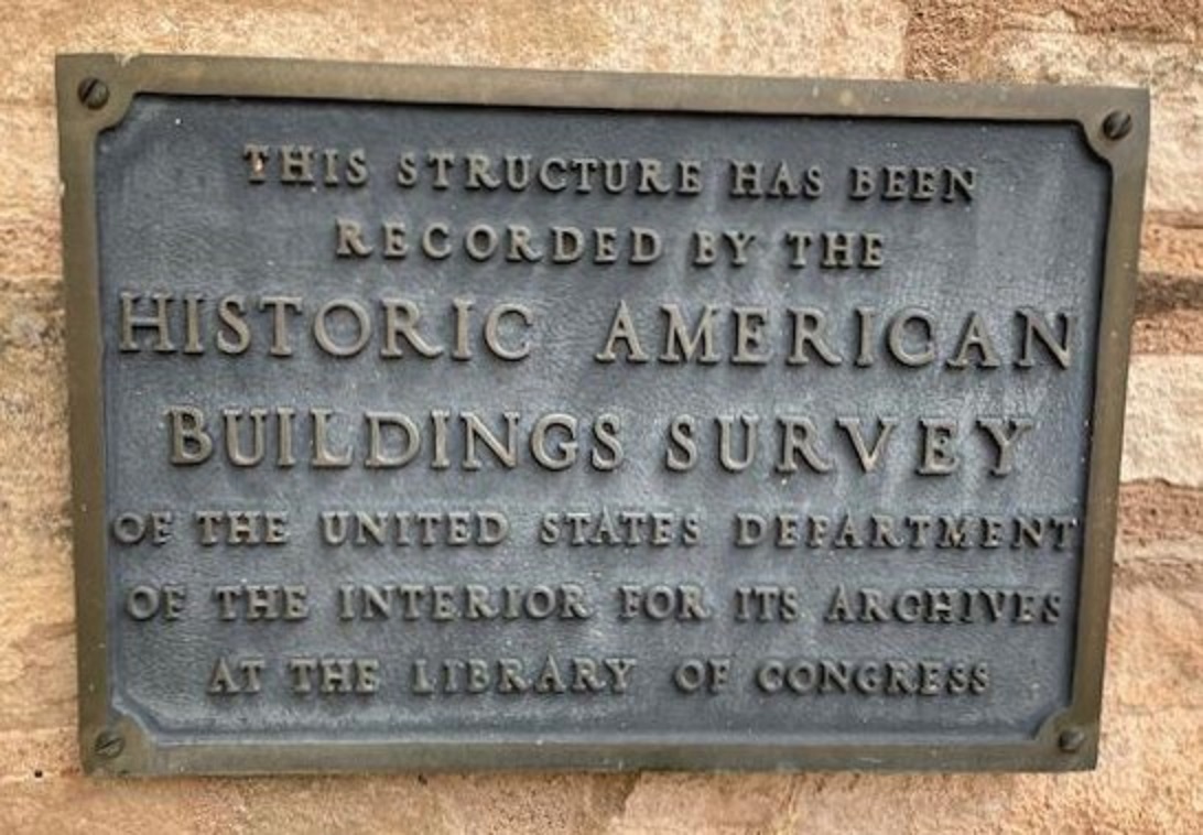Historic American Buildings Survey marker on the old Deseret Telegraph building