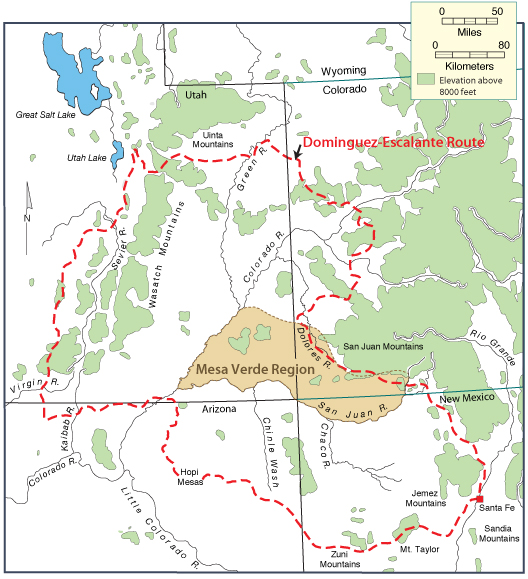 Map of the Dominguez-Escalante Trail