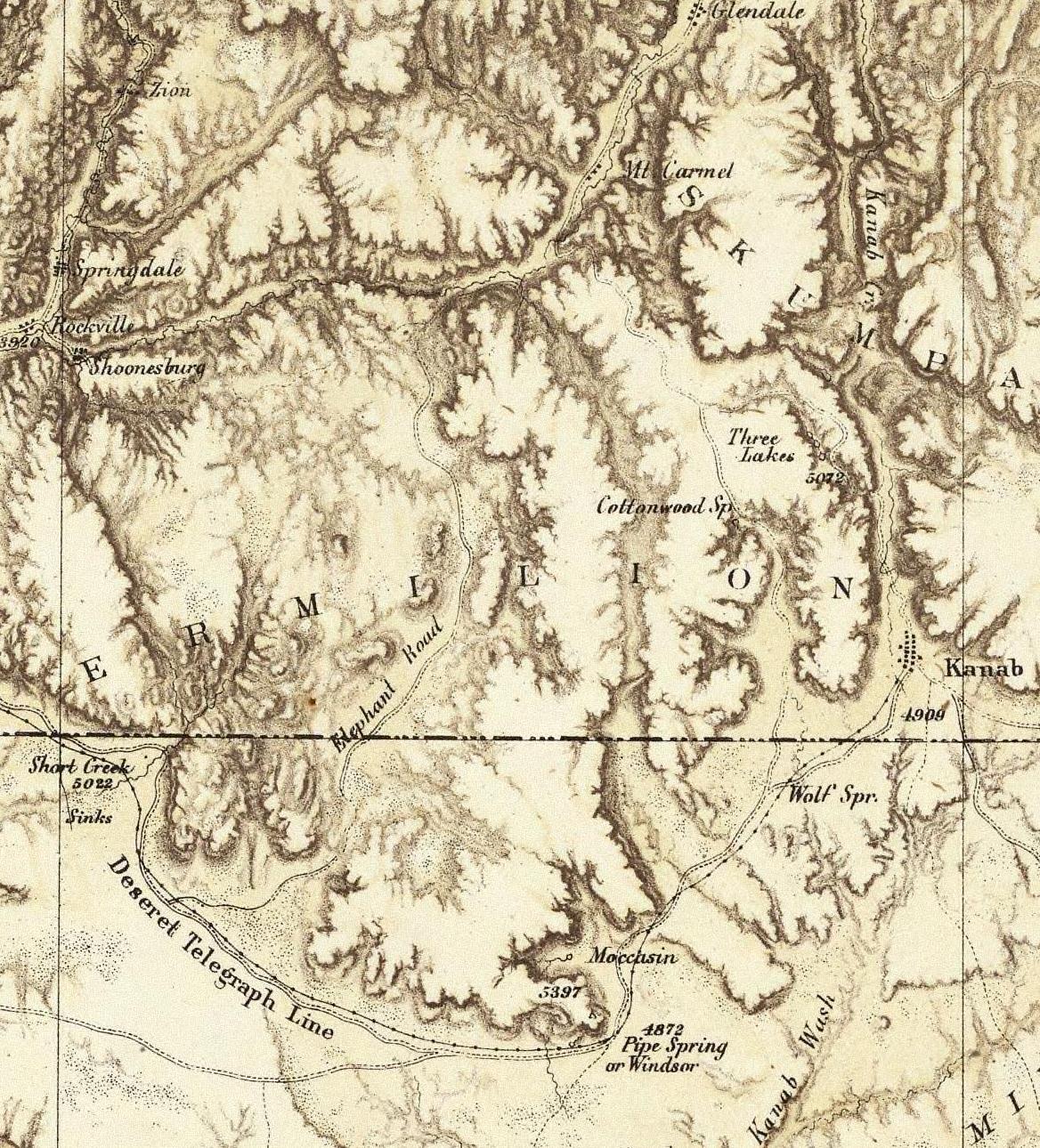 Map of the Elephant Road and surrounding areas