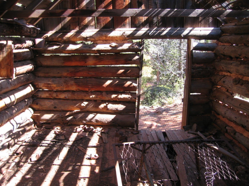 Bed and door in the Larson cabin